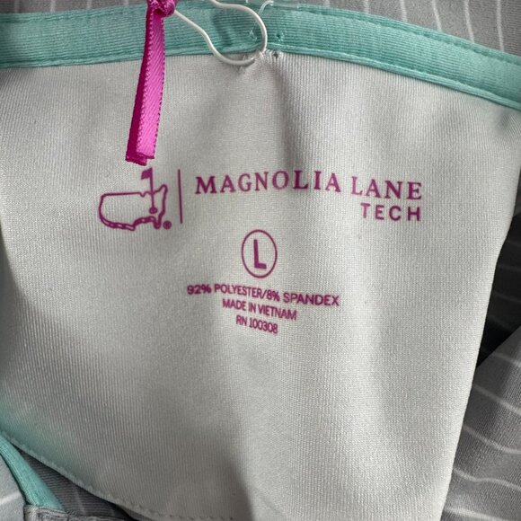 Magnolia Lane Tech‎ Masters Polo Shirt Womens Large Gray Striped NWT TP-3405 - Picture 8 of 11